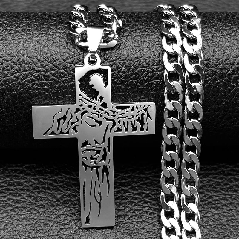 Hip Hop Jesus Cross Stainless Steel Pendant Necklace - ATLAS 1