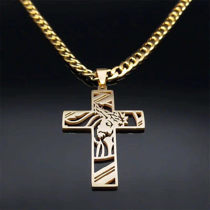 Hip Hop Jesus Cross Stainless Steel Pendant Necklace - ATLAS 1