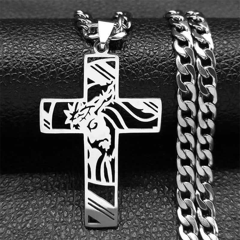 Hip Hop Jesus Cross Stainless Steel Pendant Necklace - ATLAS 1