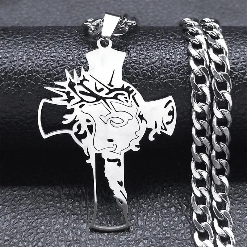 Hip Hop Jesus Cross Stainless Steel Pendant Necklace - ATLAS 1