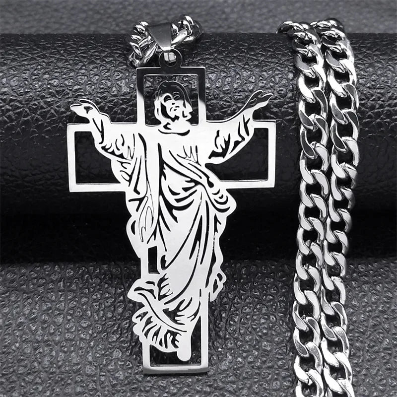 Hip Hop Jesus Cross Stainless Steel Pendant Necklace - ATLAS 1