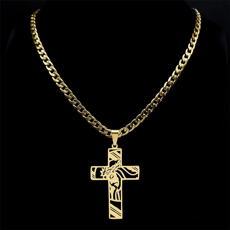 Hip Hop Jesus Cross Stainless Steel Pendant Necklace - ATLAS 1
