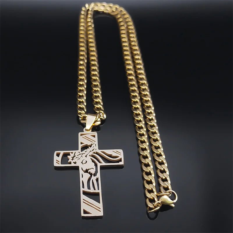 Hip Hop Jesus Cross Stainless Steel Pendant Necklace - ATLAS 1