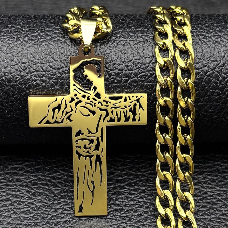 Hip Hop Jesus Cross Stainless Steel Pendant Necklace - ATLAS 1