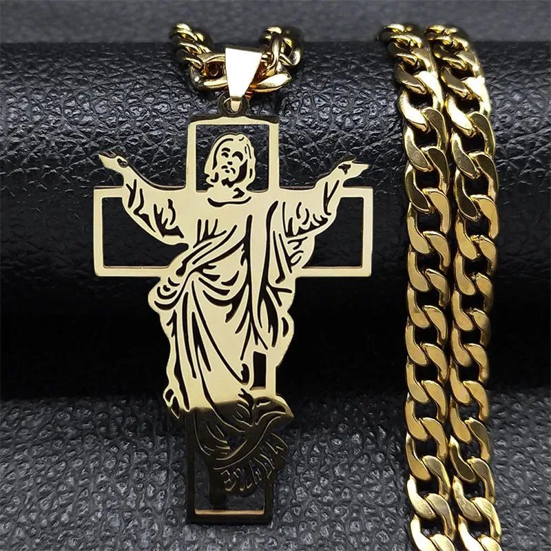Hip Hop Jesus Cross Stainless Steel Pendant Necklace - ATLAS 1