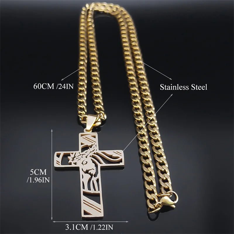 Hip Hop Jesus Cross Stainless Steel Pendant Necklace - ATLAS 1