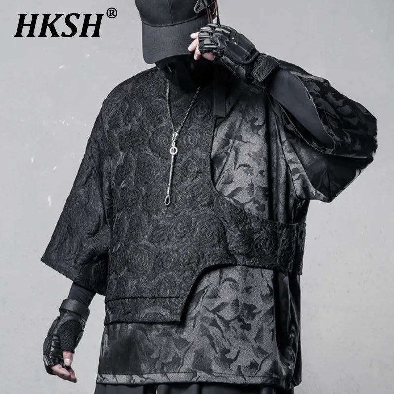 HKSH Men's Techwear Layered Short Sleeve Top - ATLAS 1
