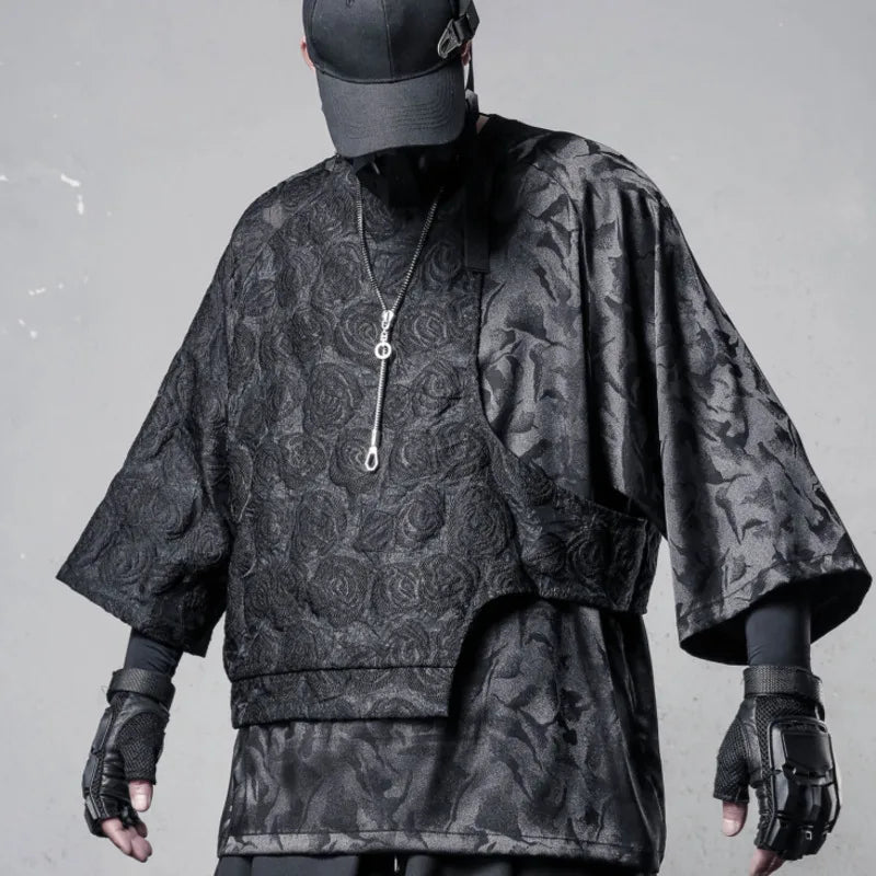 HKSH Men's Techwear Layered Short Sleeve Top - ATLAS 1