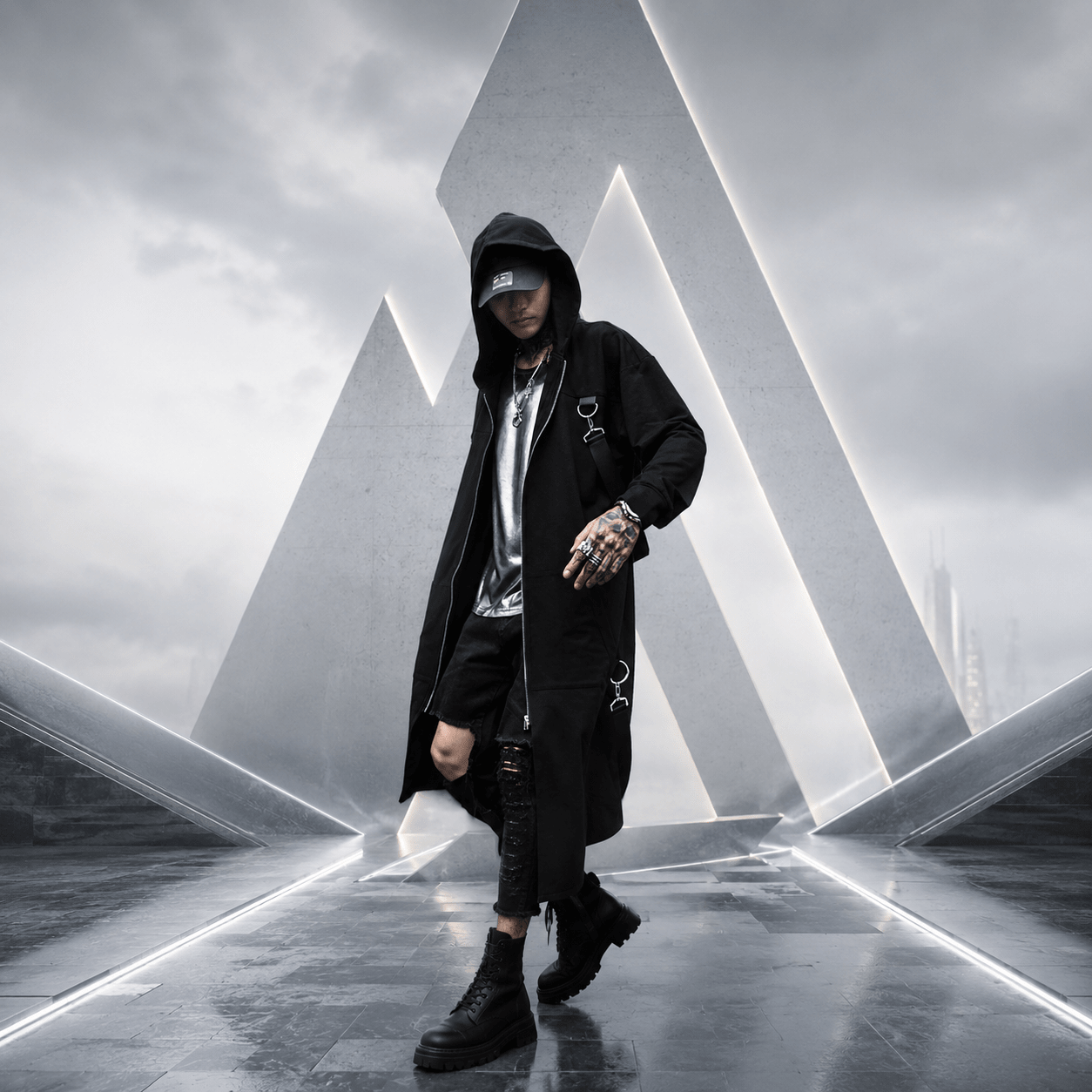 Hooded Goth Techwear Coat - ATLAS 1