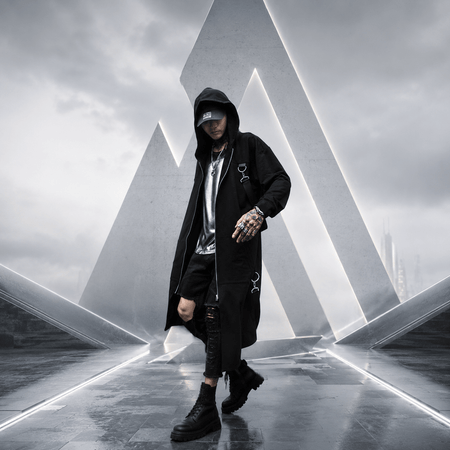 連帽哥特 techwear 長版外套