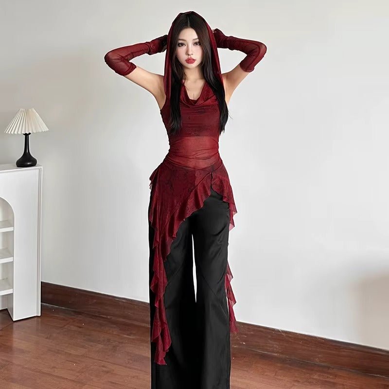 Hooded Y2K Cyber Grunge Top - ATLAS 1