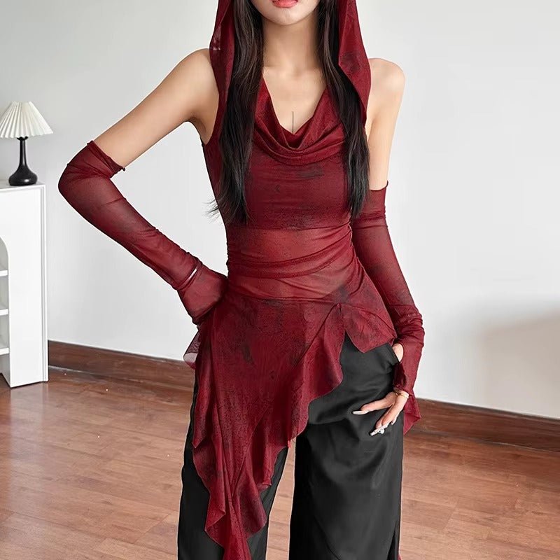 Hooded Y2K Cyber Grunge Top - ATLAS 1