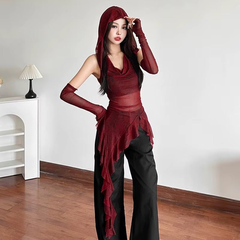 Hooded Y2K Cyber Grunge Top - ATLAS 1