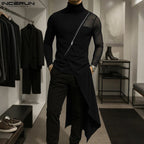 Techwear Men's Mesh Patchwork Streetwear Turtleneck Long Sleeve T-Shirt - ATLAS 1
