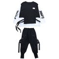 Kid's Black and White Techwear Sweatshirt and Cargo Pants Set - ATLAS 1
