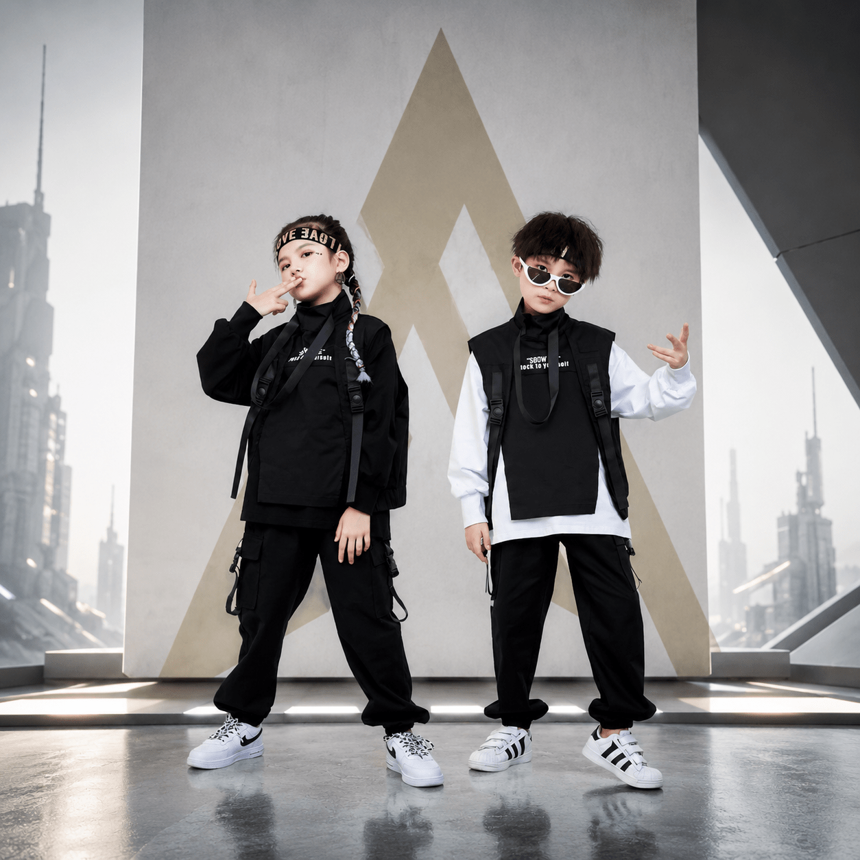 Kid's Tactical Techwear Sweatshirt and Cargo Pants Set - ATLAS 1