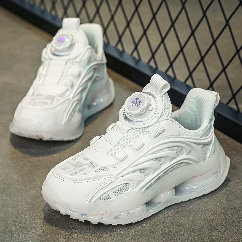Kids Techwear Lightweight White School Sports Sneakers - ATLAS 1