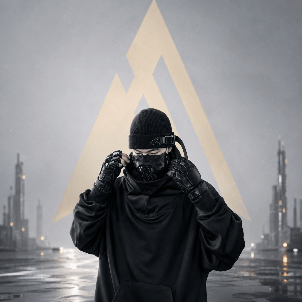 Knitted Black Techwear Beanie - ATLAS 1