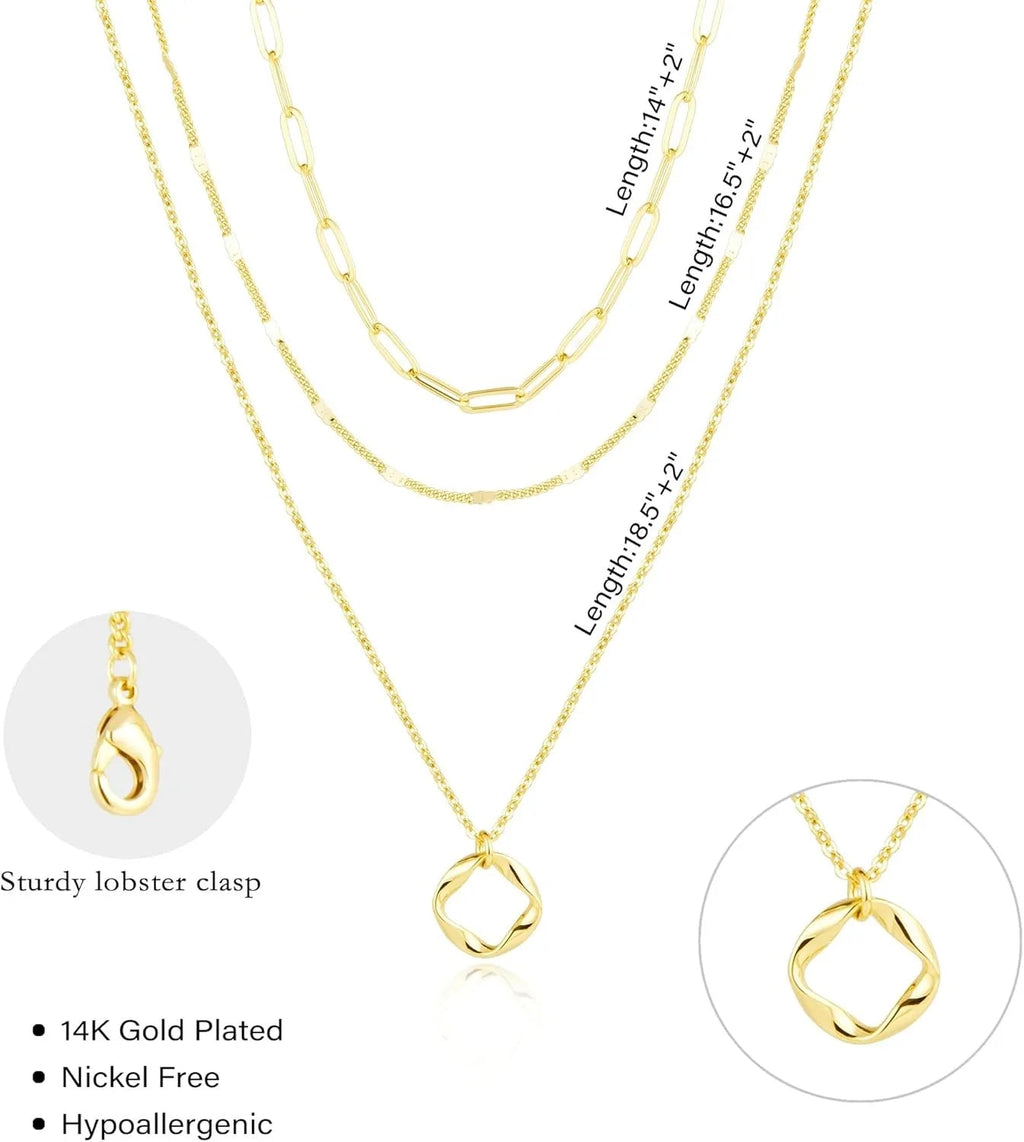 Layered Gold Plated Paperclip Chain Necklace Set - ATLAS 1