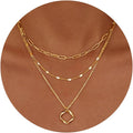 Layered Gold Plated Paperclip Chain Necklace Set - ATLAS 1