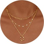 Layered Gold Plated Paperclip Chain Necklace Set - ATLAS 1