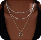 Layered Gold Plated Paperclip Chain Necklace Set - ATLAS 1