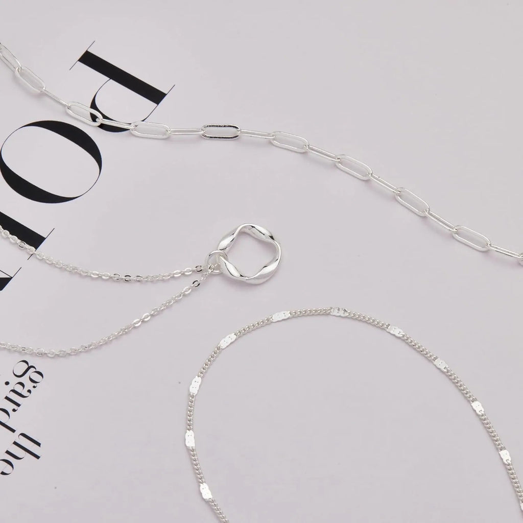 Layered Gold Plated Paperclip Chain Necklace Set - ATLAS 1