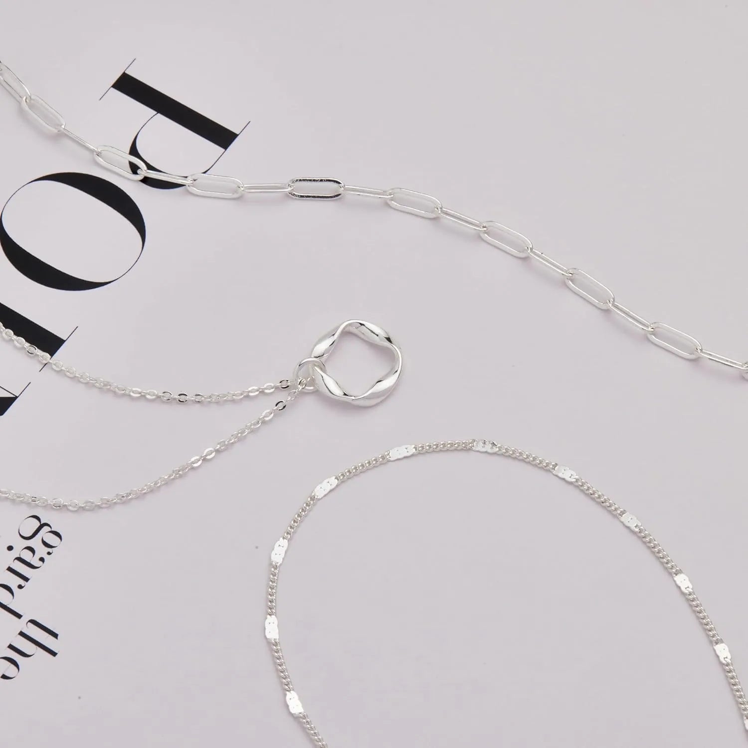 Layered Gold Plated Paperclip Chain Necklace Set - ATLAS 1