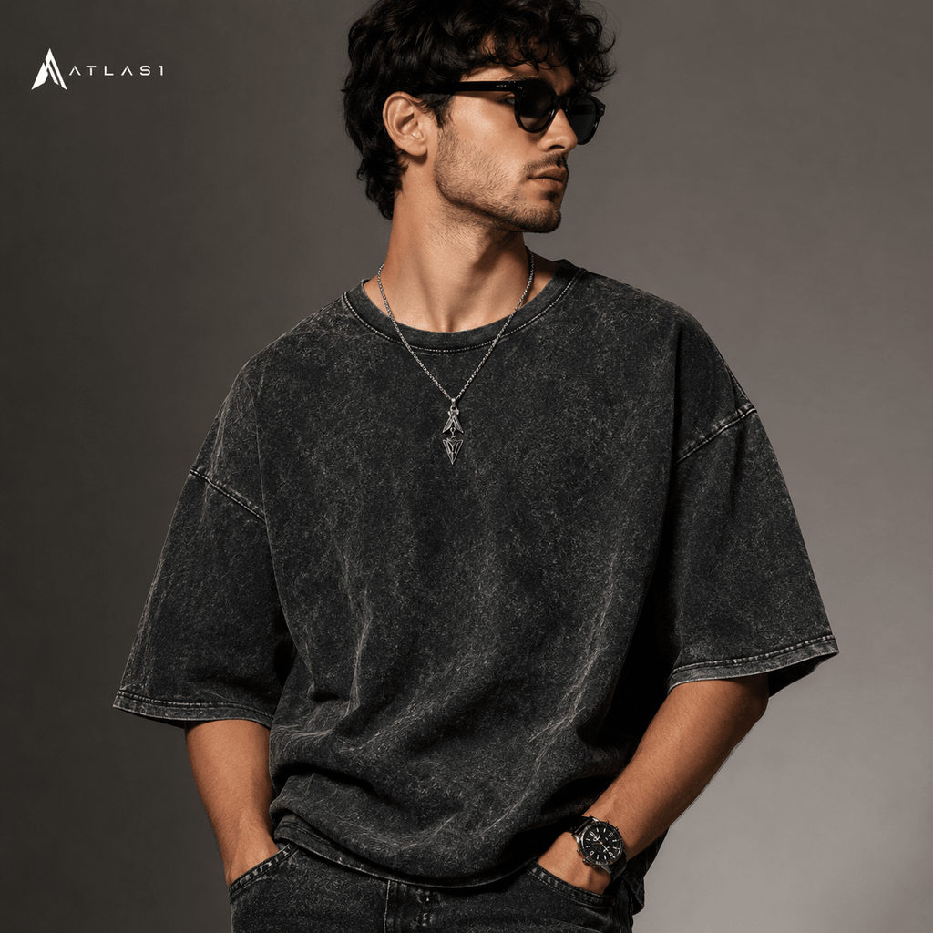 Luxury Streetwear Oversized Acid Wash Tee - ATLAS 1