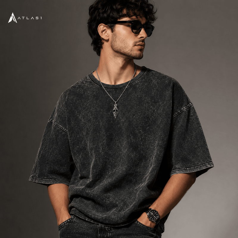 Luxury Streetwear Oversized Acid Wash Tee - ATLAS 1