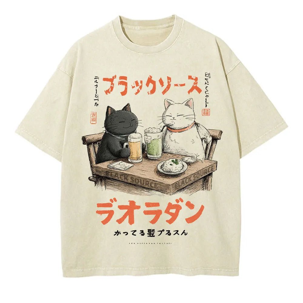 Men Casual Cat Cartoon Oversized T-Shirt - ATLAS 1