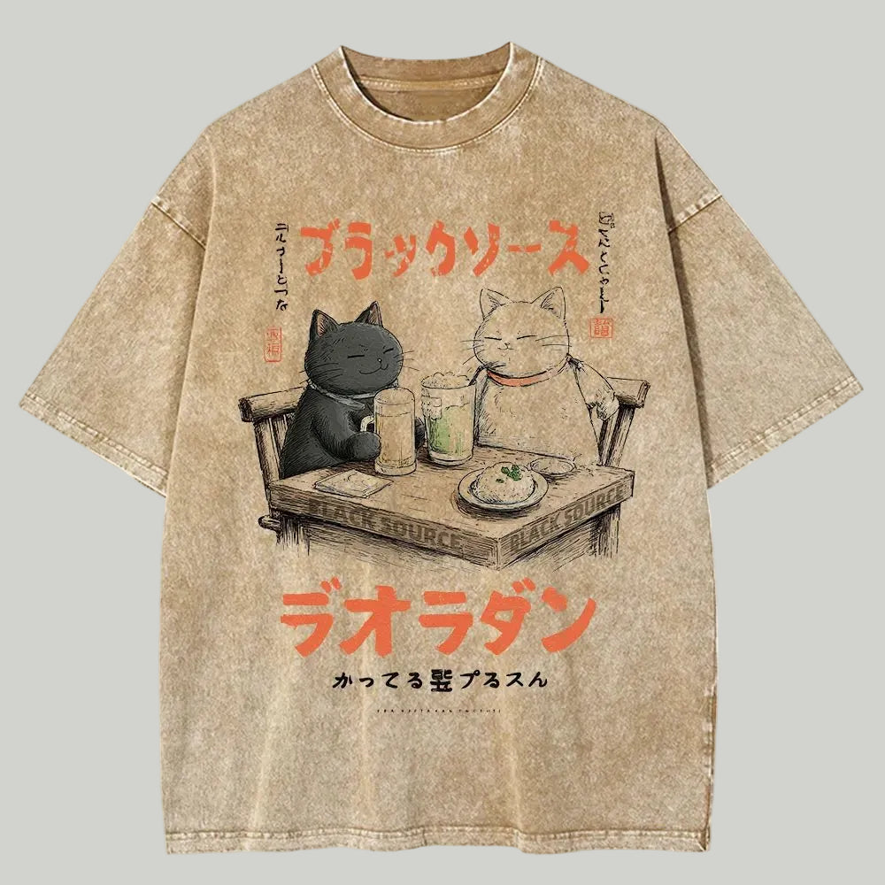 Men Casual Cat Cartoon Oversized T-Shirt - ATLAS 1