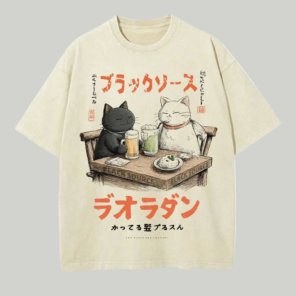 Men Casual Cat Cartoon Oversized T-Shirt - ATLAS 1