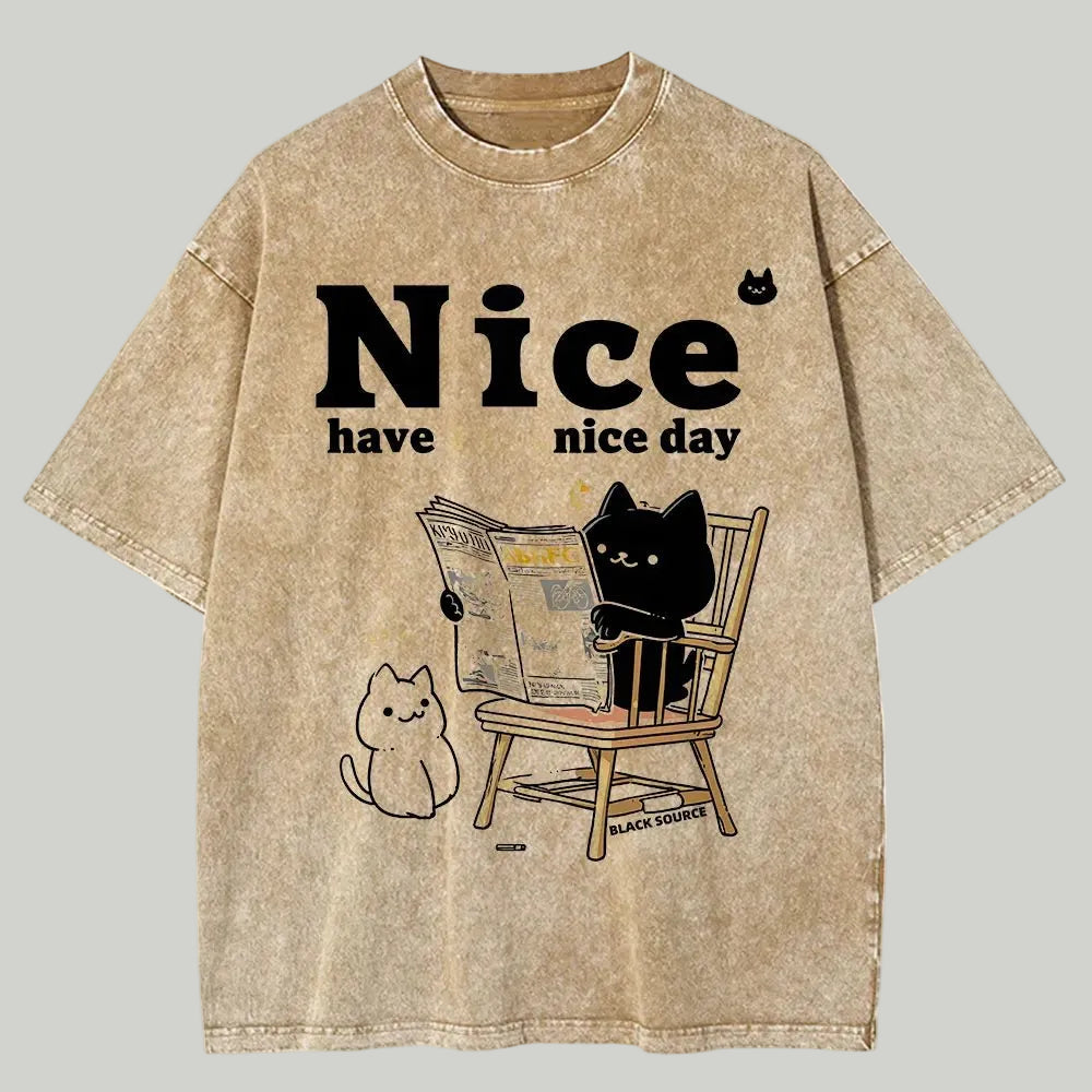 Men Casual Cat Cartoon Oversized T-Shirt - ATLAS 1