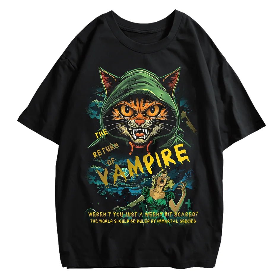 Men Casual Cat Cartoon Oversized T-Shirt - ATLAS 1