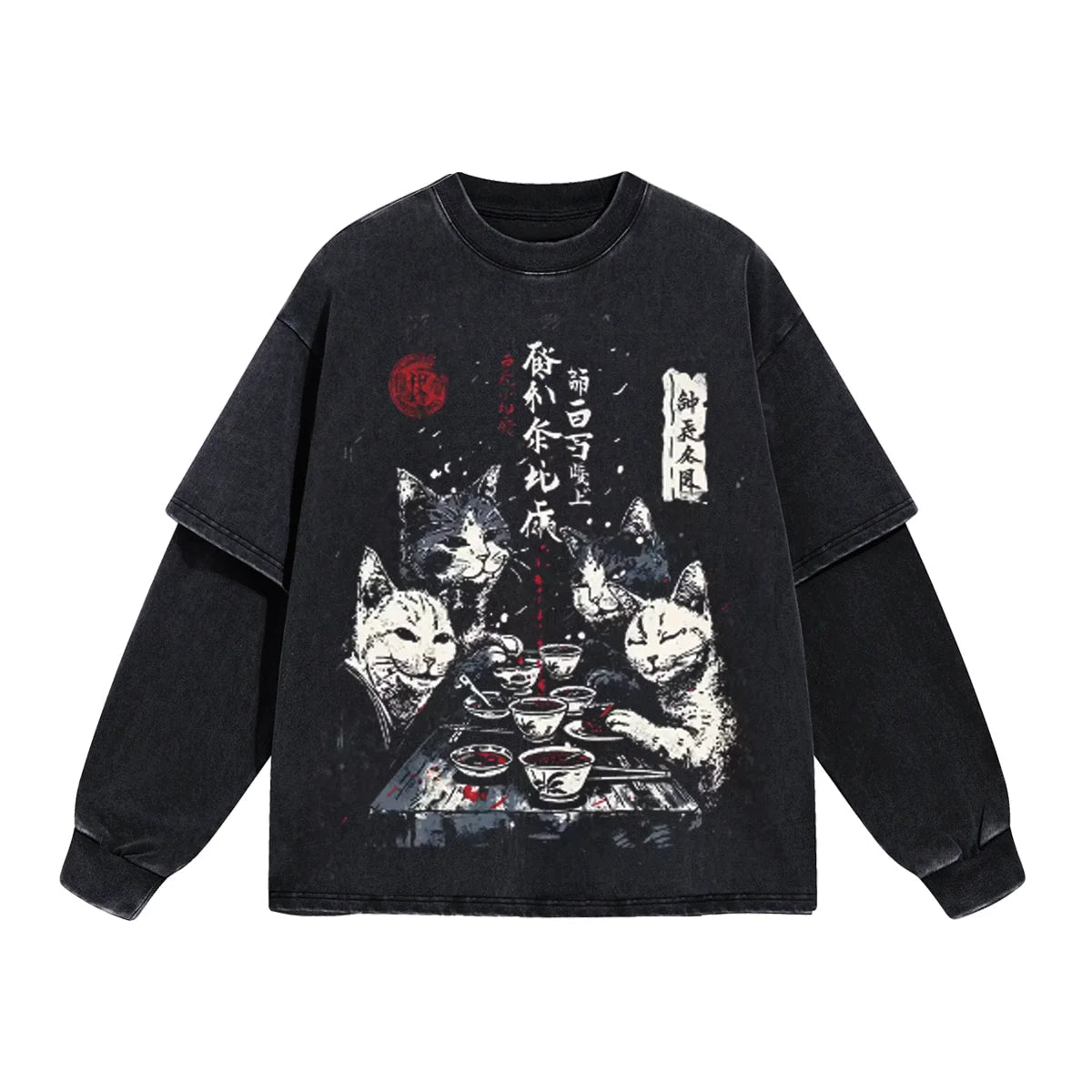 Men Casual Cat Cartoon Oversized T-Shirt - ATLAS 1