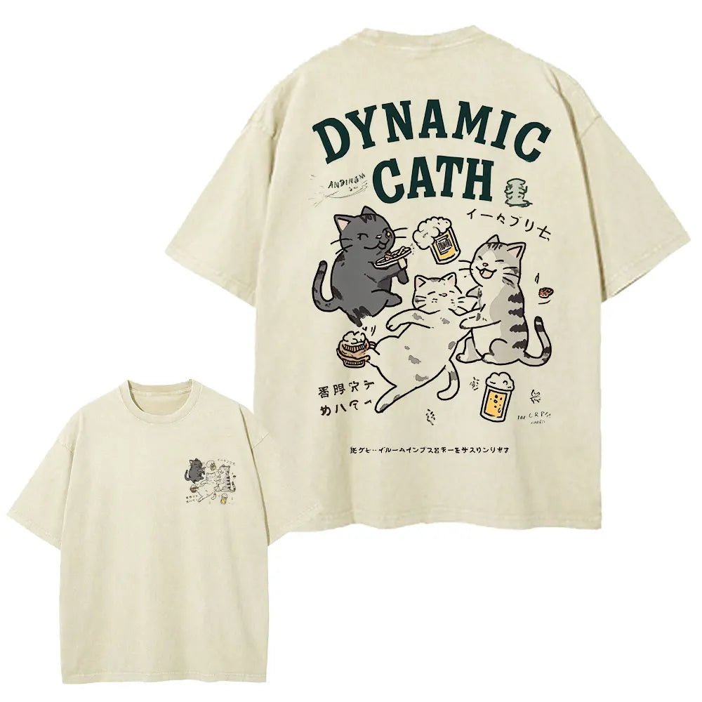 Men Casual Cat Cartoon Oversized T-Shirt - ATLAS 1