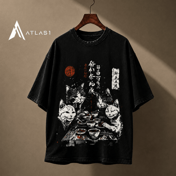 Men Casual Cat Cartoon Oversized T-Shirt - ATLAS 1