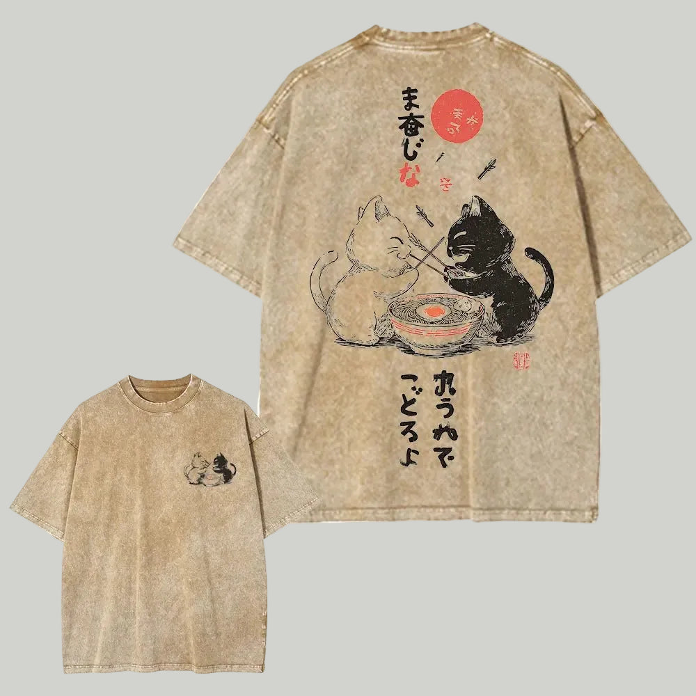 Men Casual Cat Cartoon Oversized T-Shirt - ATLAS 1