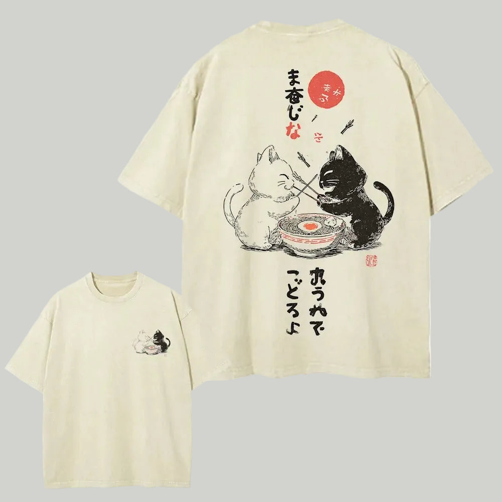 Men Casual Cat Cartoon Oversized T-Shirt - ATLAS 1