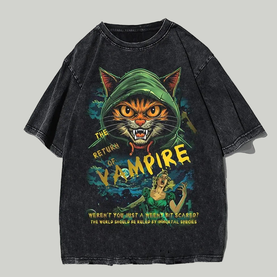 Men Casual Cat Cartoon Oversized T-Shirt - ATLAS 1