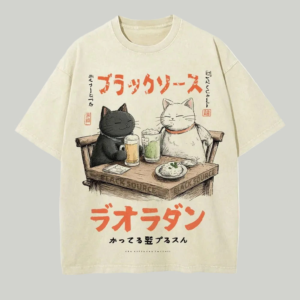 Men Casual Cat Cartoon Oversized T-Shirt - ATLAS 1