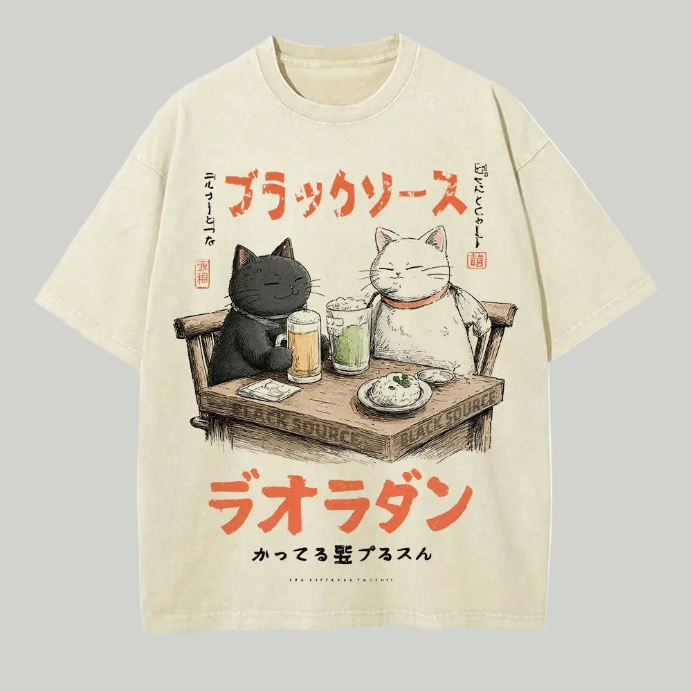 Men Casual Cat Cartoon Oversized T-Shirt - ATLAS 1