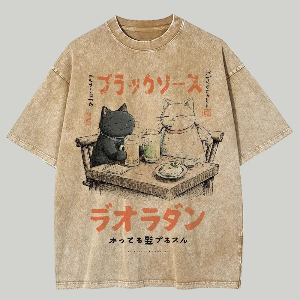 Men Casual Cat Cartoon Oversized T-Shirt - ATLAS 1