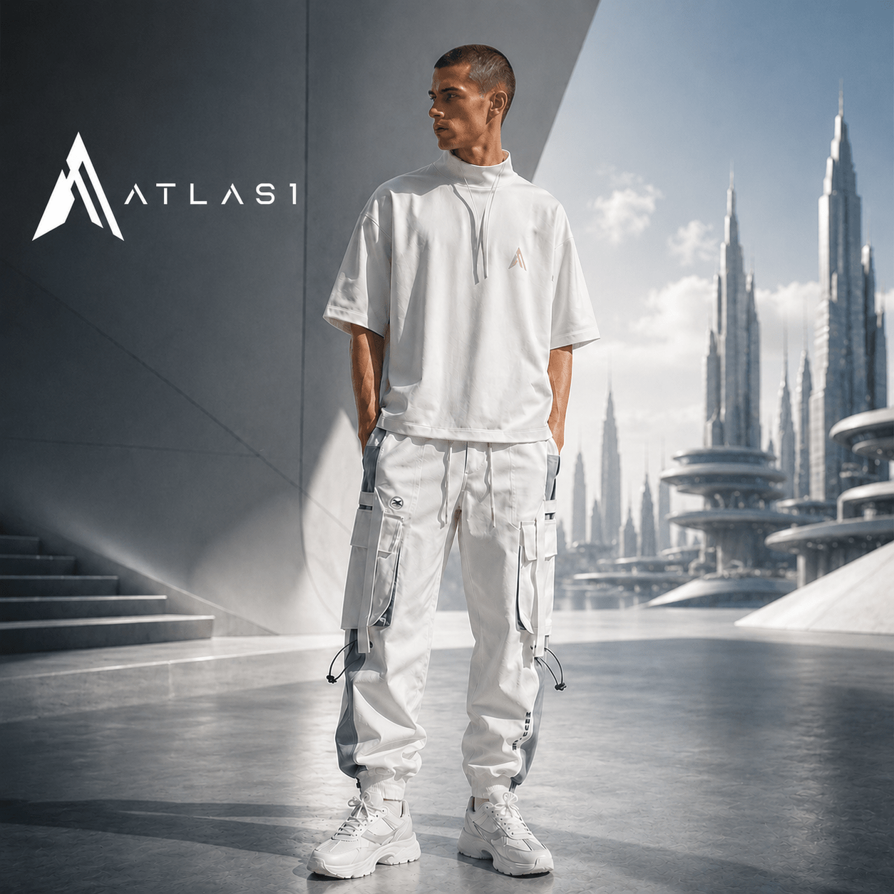 Men Elastic Waist Drawstring Cargo Pants - ATLAS 1