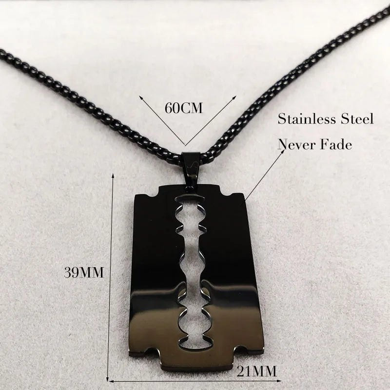 Men Gothic Razor Blade Chain Necklace - ATLAS 1 - Techwear Store