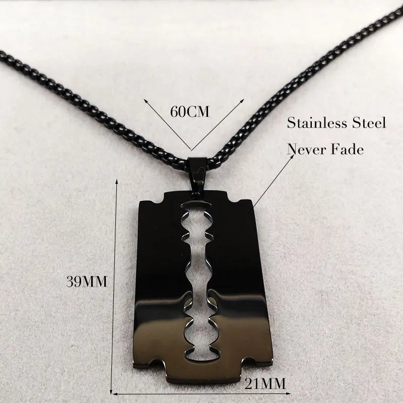 Men Gothic Razor Blade Chain Necklace - ATLAS 1 - Techwear Store