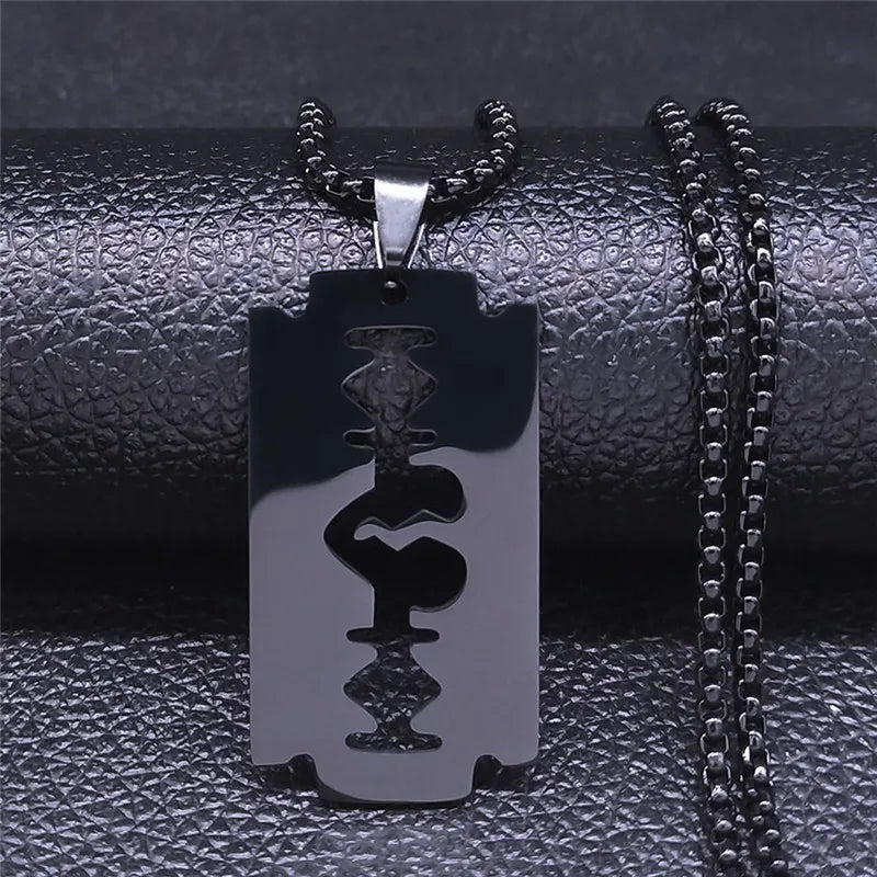 Men Gothic Razor Blade Chain Necklace - ATLAS 1 - Techwear Store