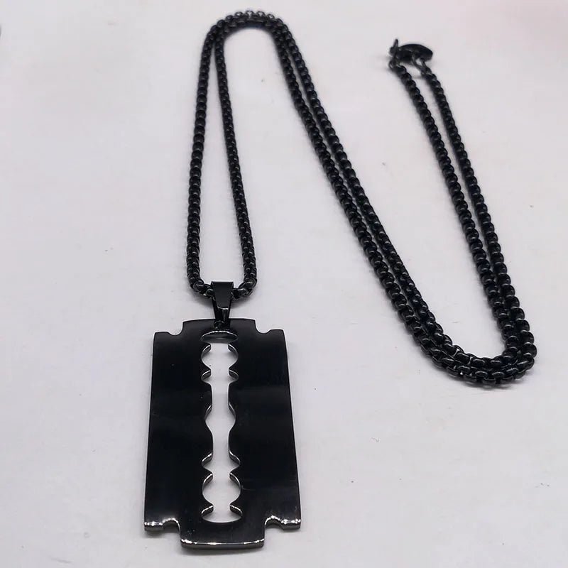 Men Gothic Razor Blade Chain Necklace - ATLAS 1 - Techwear Store