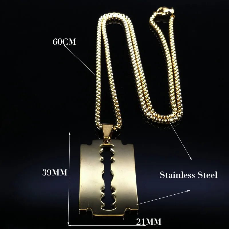 Men Gothic Razor Blade Chain Necklace - ATLAS 1 - Techwear Store